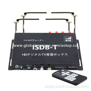 Car ISDB-T Full Seg TV Box for Japan/4 Tuners/Full HD 1,080P/PVR/250km/h High Speed/Mini B-cas Card